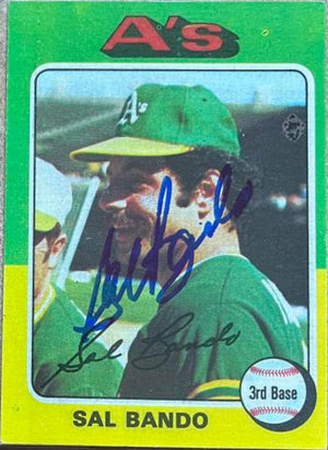 Sal Bando Signed 1975 Topps Baseball Card - Oakland A's