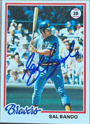 Sal Bando Signed 1978 Topps Baseball Card - Milwaukee Brewers