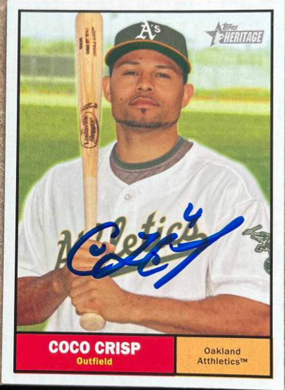 Coco Crisp Signed 2010 Topps Heritage Baseball Card - Oakland A's