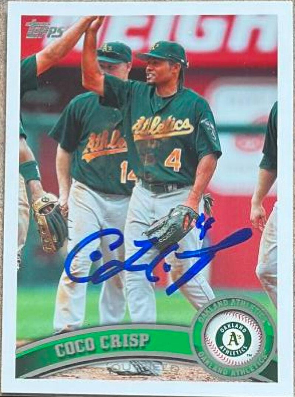 Coco Crisp Signed 2011 Topps Baseball Card - Oakland A's