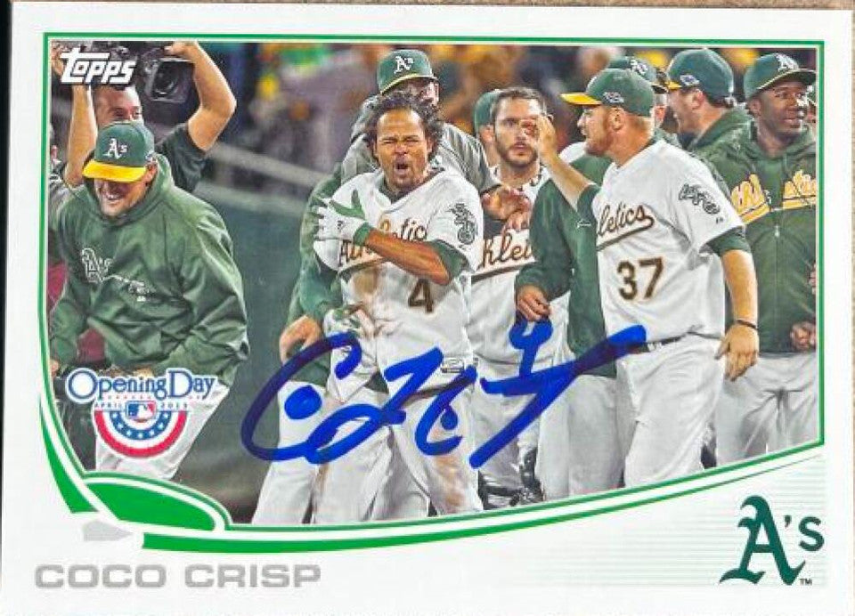 Coco Crisp Signed 2013 Topps Opening Day Baseball Card - Oakland A's