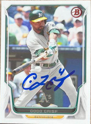 Coco Crisp Signed 2014 Bowman Baseball Card - Oakland A's