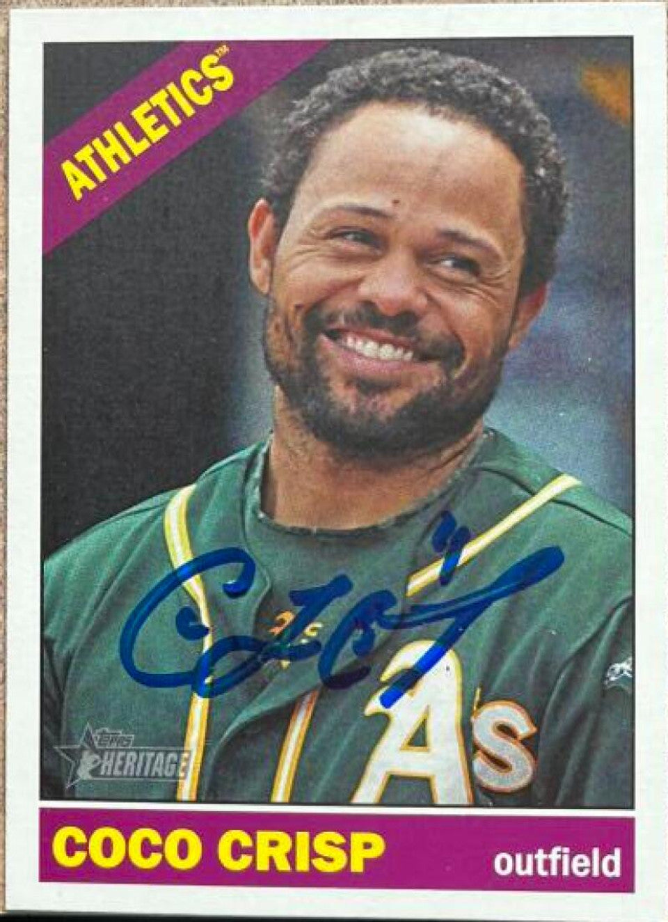 Coco Crisp Signed 2015 Topps Heritage Baseball Card - Oakland A's