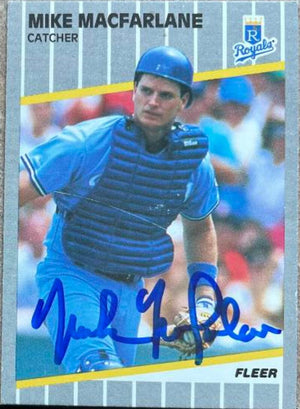 Mike MacFarlane Signed 1989 Fleer Baseball Card - Kansas City Royals