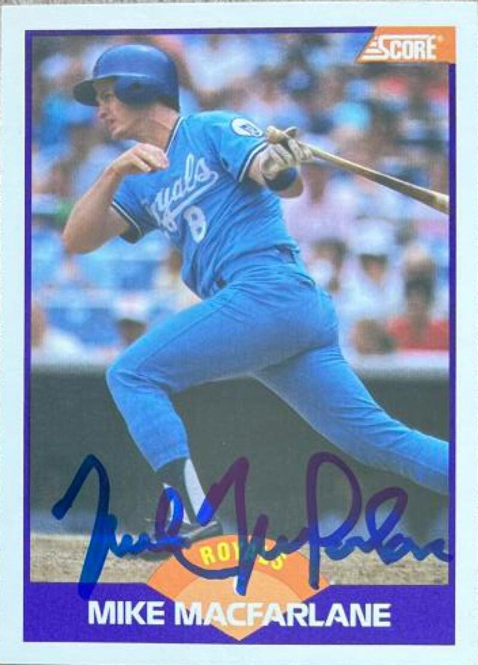 Mike MacFarlane Signed 1989 Score Baseball Card - Kansas City Royals