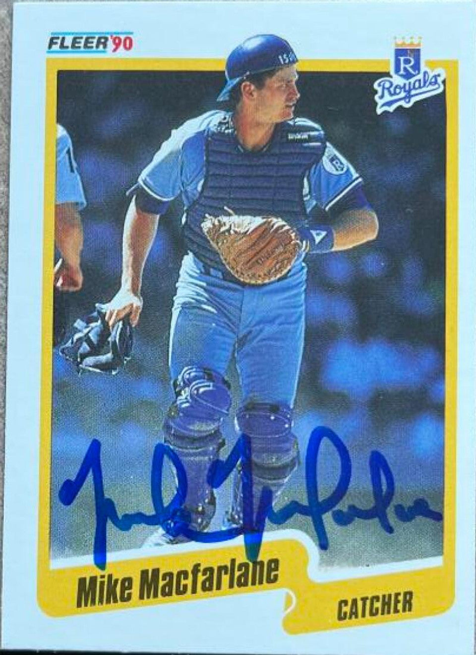 Mike MacFarlane Signed 1990 Fleer Baseball Card - Kansas City Royals