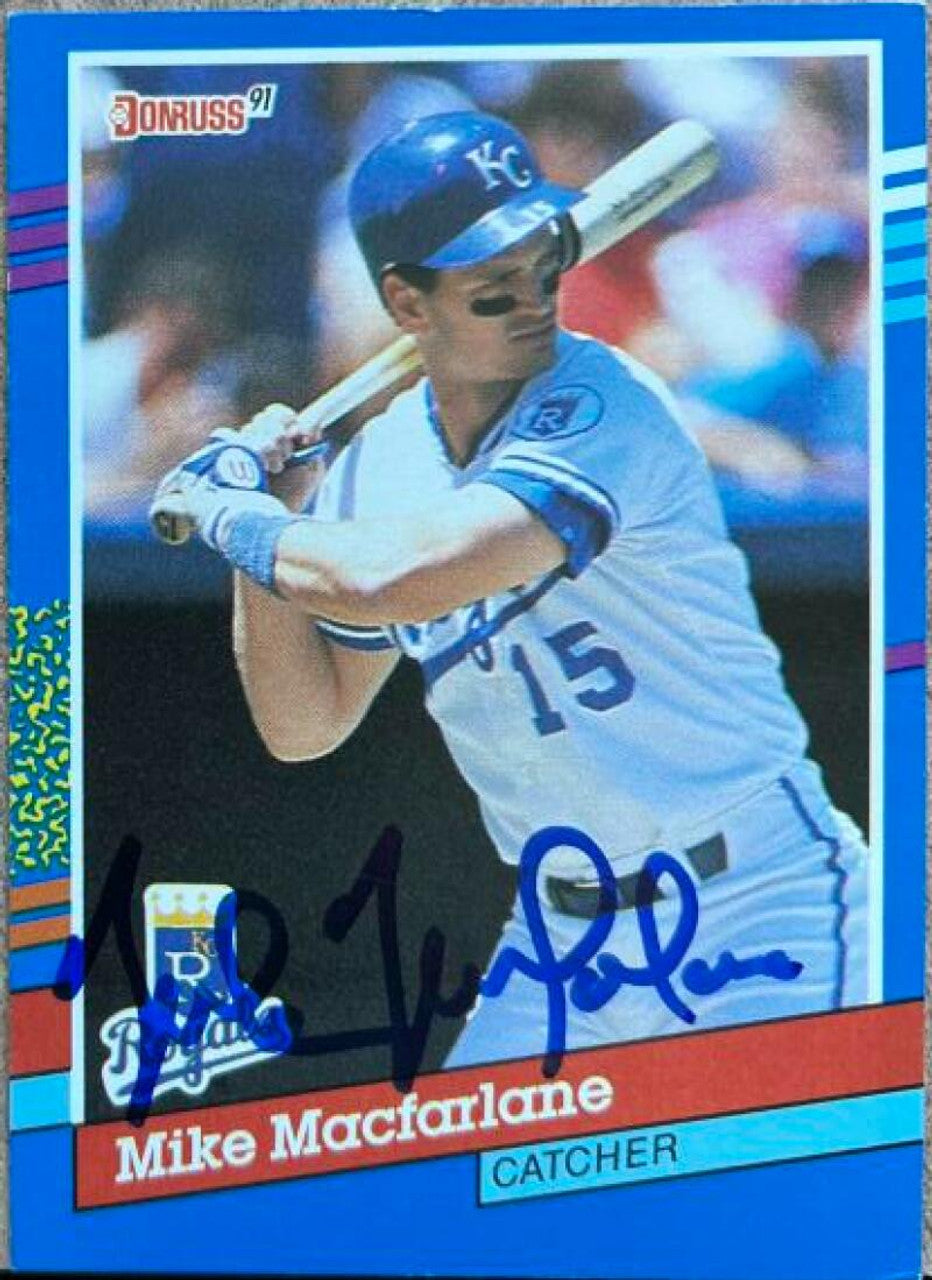 Mike MacFarlane Signed 1991 Donruss Baseball Card - Kansas City Royals