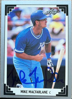 Mike MacFarlane Signed 1991 Leaf Baseball Card - Kansas City Royals