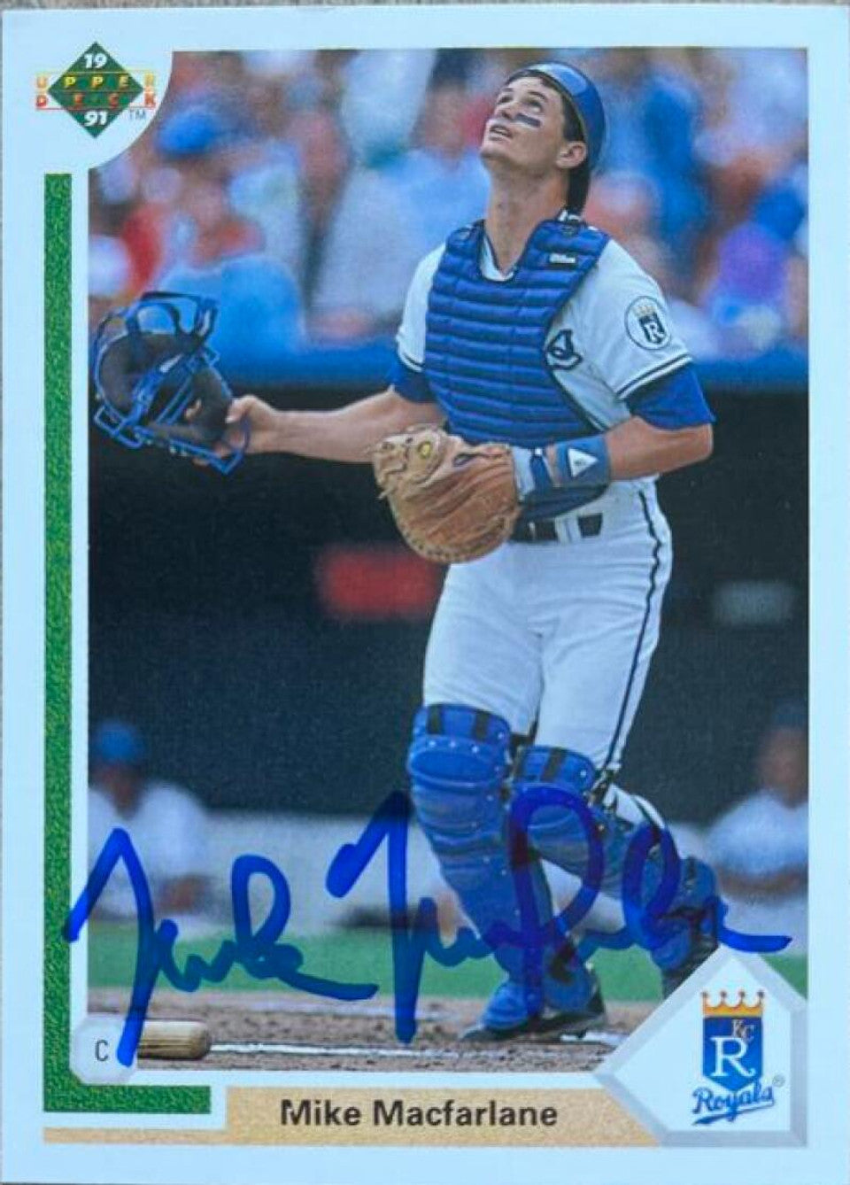 Mike MacFarlane Signed 1991 Upper Deck Baseball Card - Kansas City Royals