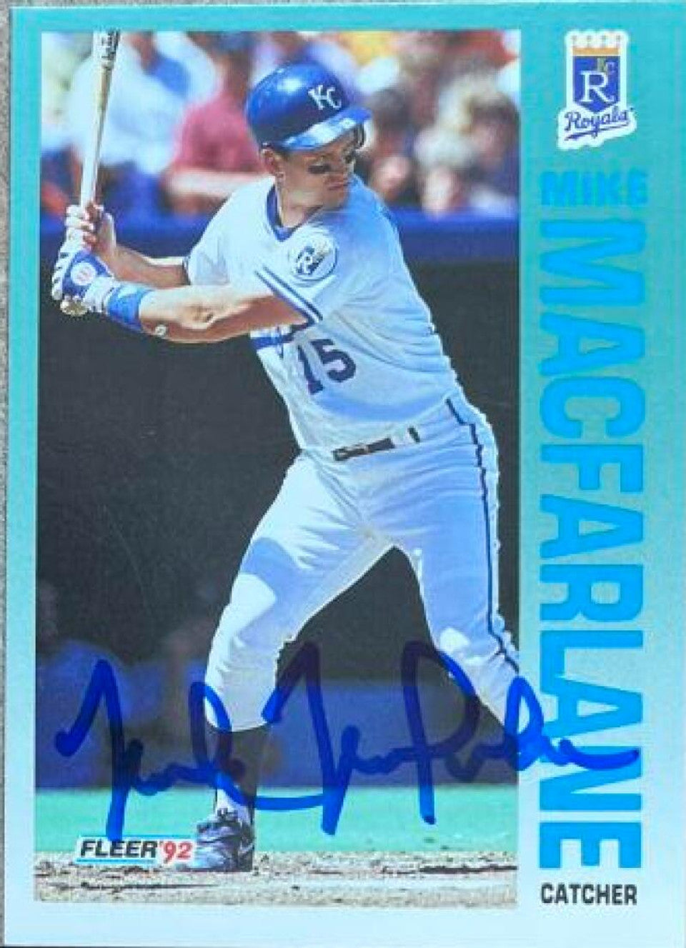 Mike MacFarlane Signed 1992 Fleer Baseball Card - Kansas City Royals