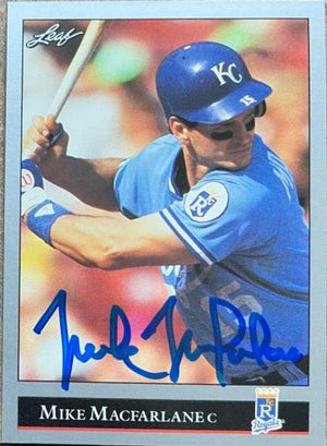 Mike MacFarlane Signed 1992 Leaf Baseball Card - Kansas City Royals