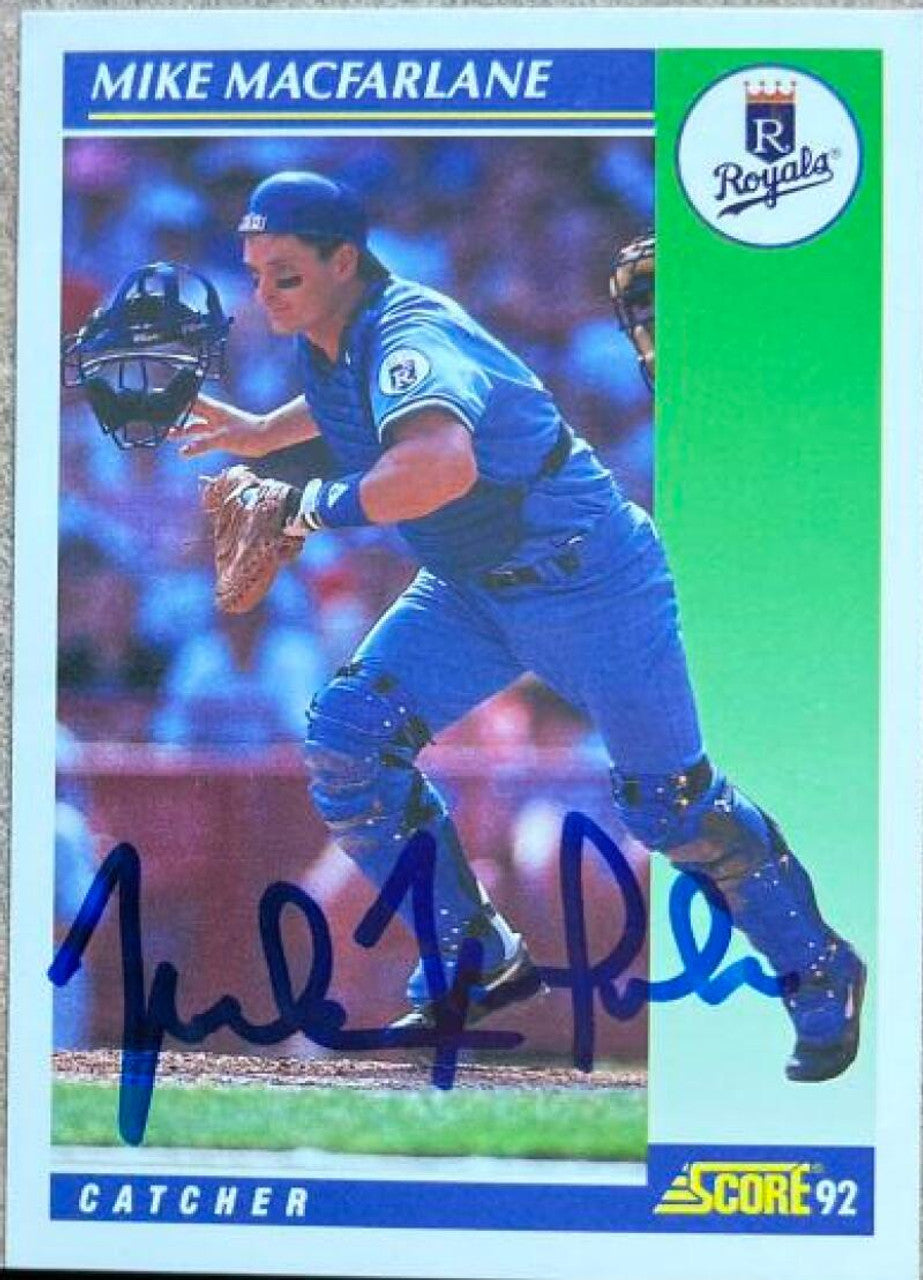 Mike MacFarlane Signed 1992 Score Baseball Card - Kansas City Royals