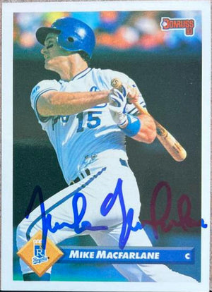 Mike MacFarlane Signed 1993 Donruss Baseball Card - Kansas City Royals