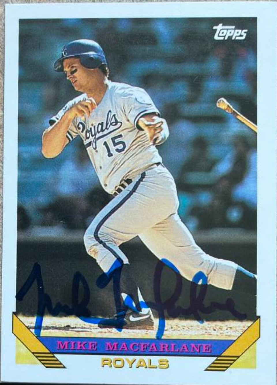 Mike MacFarlane Signed 1993 Topps Baseball Card - Kansas City Royals