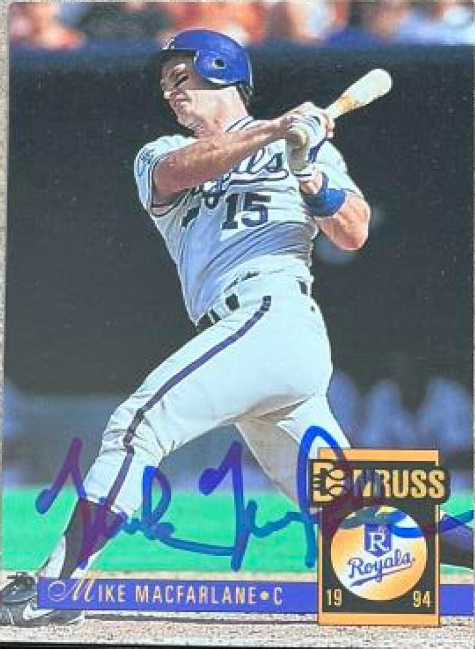 Mike MacFarlane Signed 1994 Donruss Baseball Card - Kansas City Royals