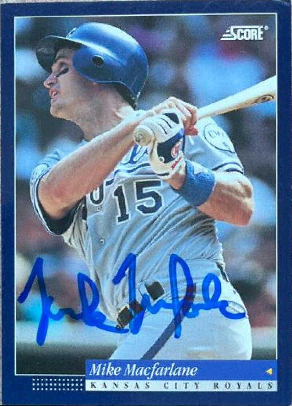 Mike MacFarlane Signed 1994 Score Baseball Card - Kansas City Royals