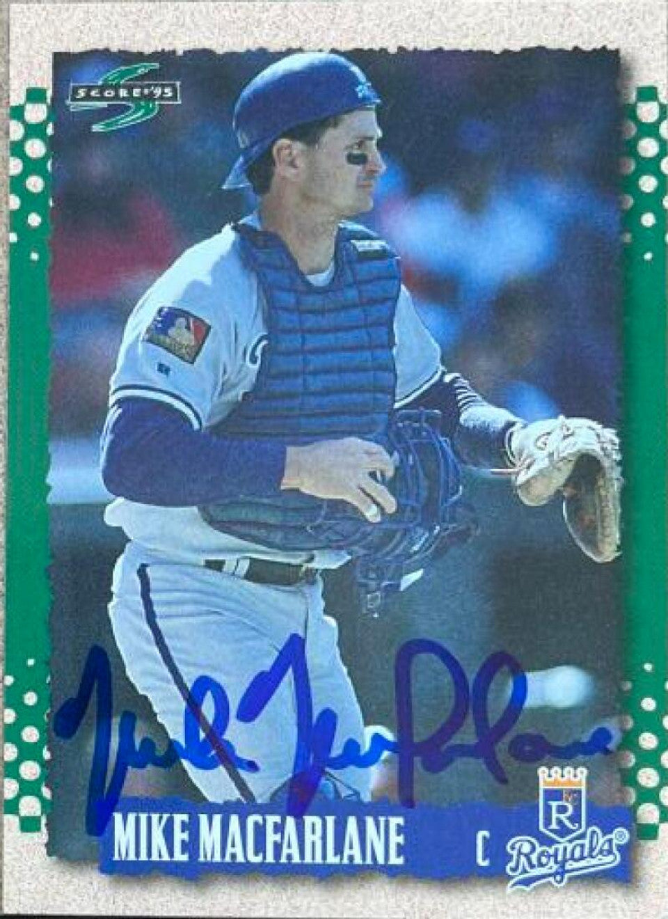 Mike MacFarlane Signed 1995 Score Baseball Card - Kansas City Royals