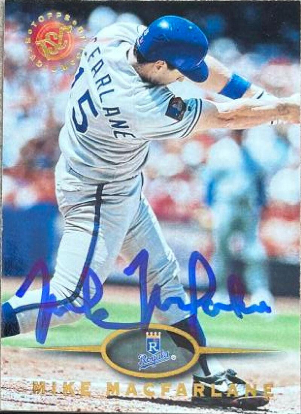 Mike MacFarlane Signed 1995 Stadium Club Baseball Card - Kansas City Royals