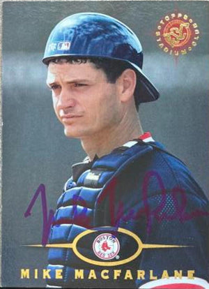 Mike MacFarlane Signed 1995 Stadium Club Baseball Card - Boston Red Sox