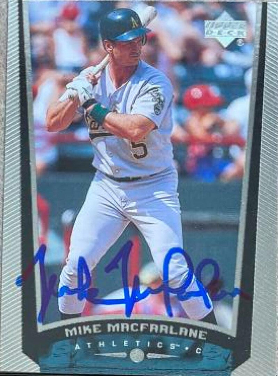 Mike MacFarlane Signed 1999 Upper Deck Baseball Card - Oakland A's