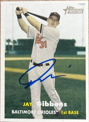 ジェイ・ギボンズ サイン入り 2006 Topps Heritage ベースボールカード - ボルチモア・オリオールズ