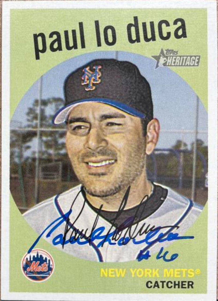 Paul Lo Duca Signed 2008 Topps Heritage Baseball Card - New York Mets