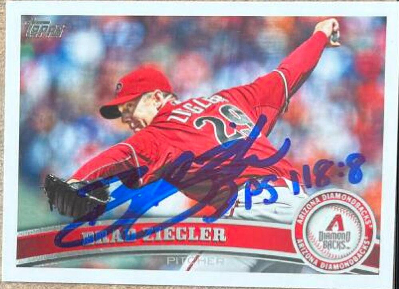 Brad Ziegler Signed 2011 Topps Update Baseball Card - Arizona Diamondbacks