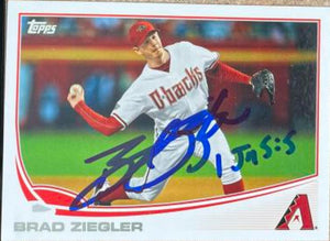 Brad Ziegler Signed 2013 Topps Baseball Card - Arizona Diamondbacks