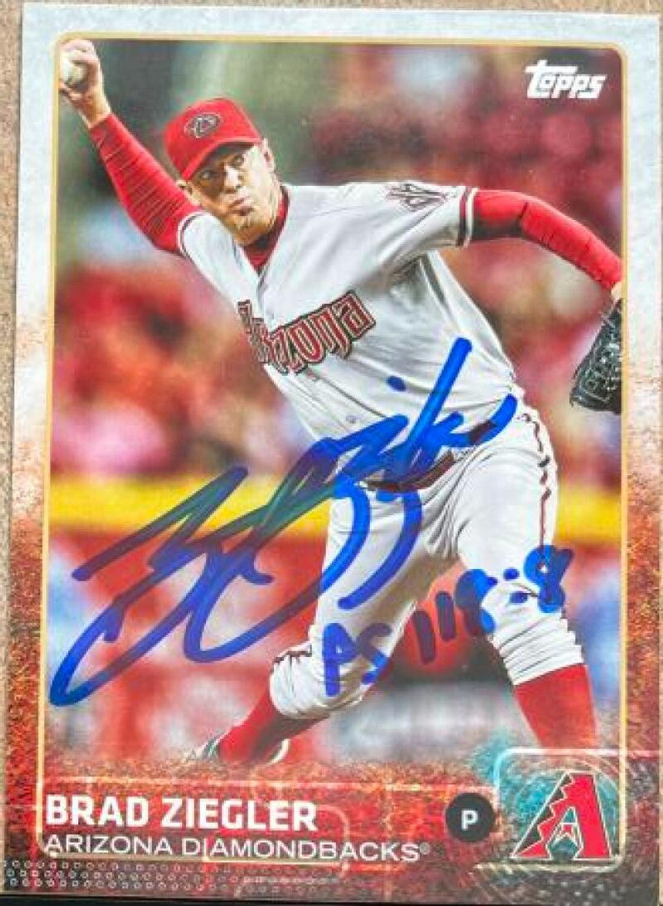 Brad Ziegler Signed 2015 Topps Baseball Card - Arizona Diamondbacks