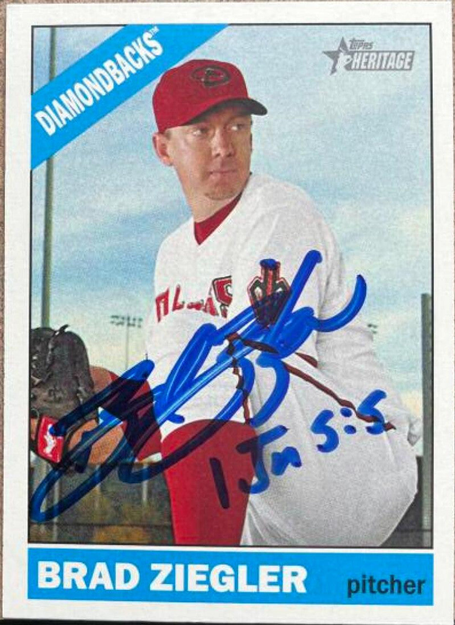 Brad Ziegler Signed 2015 Topps Heritage Baseball Card - Arizona Diamondbacks