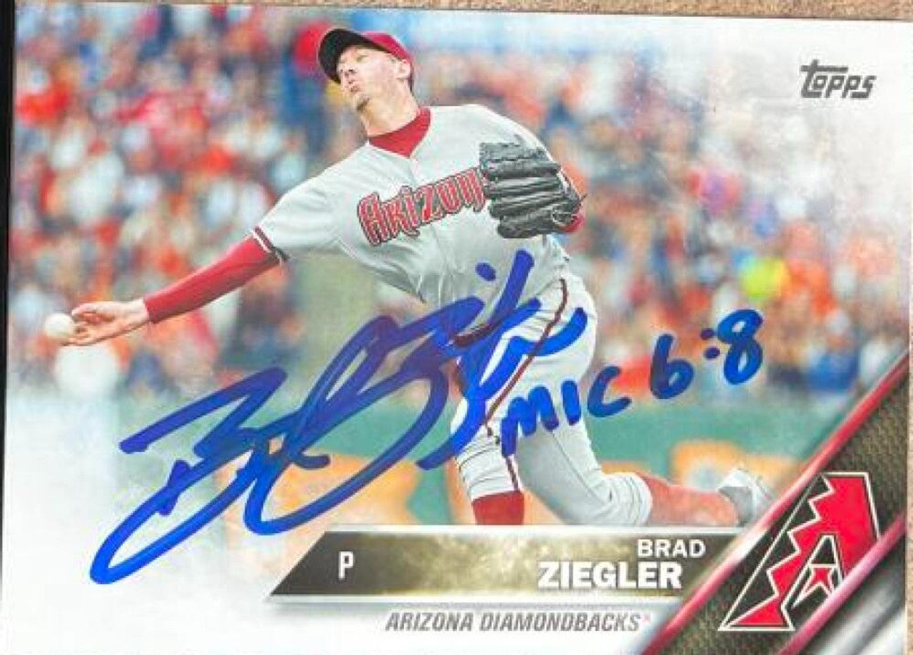 Brad Ziegler Signed 2016 Topps Baseball Card - Arizona Diamondbacks