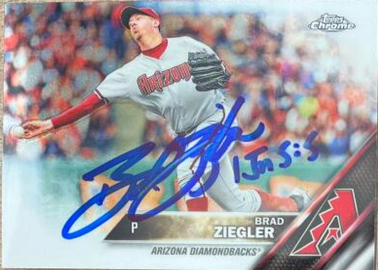 Brad Ziegler Signed 2016 Topps Chrome Baseball Card - Arizona Diamondbacks