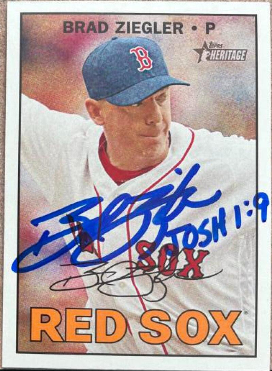 Brad Ziegler Signed 2016 Topps Heritage Baseball Card - Boston Red Sox