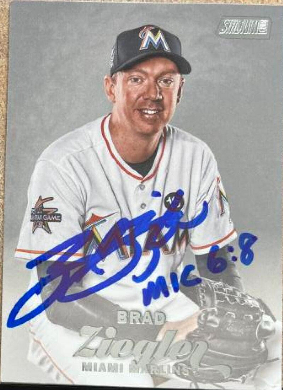 Brad Ziegler Signed 2017 Stadium Club Baseball Card - Florida Marlins