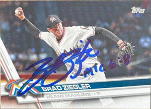 Brad Ziegler Signed 2017 Topps Baseball Card - Florida Marlins