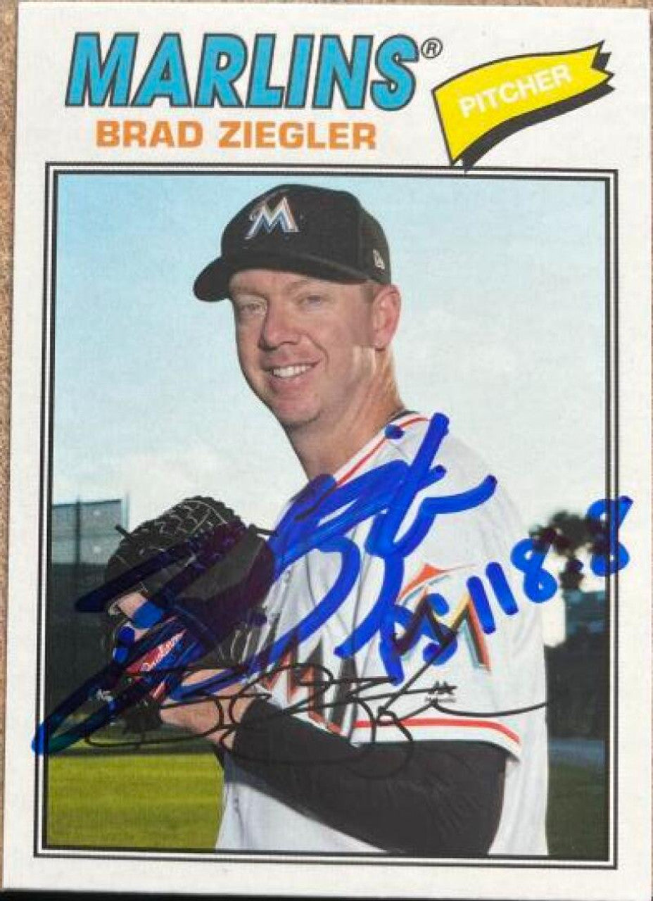 Brad Ziegler Signed 2018 Topps Archives Baseball Card - Florida Marlins