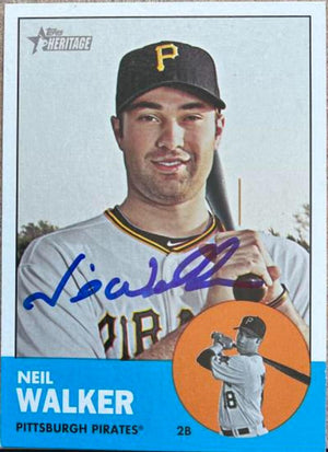 Neil Walker Signed 2012 Topps Heritage Baseball Card - Pittsburgh Pirates