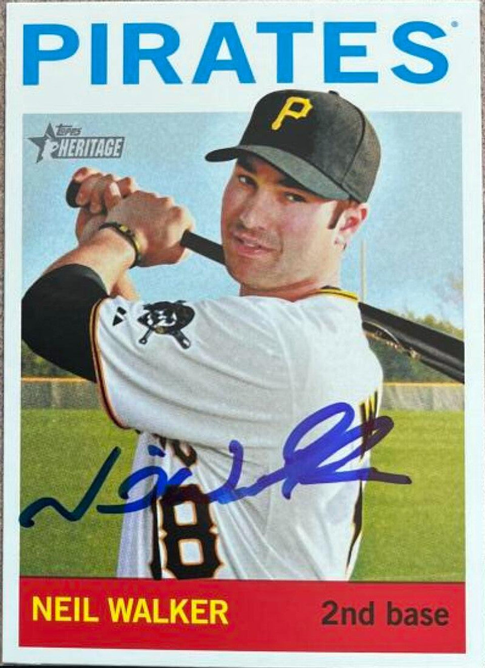 Neil Walker Signed 2013 Topps Heritage Baseball Card - Pittsburgh Pirates