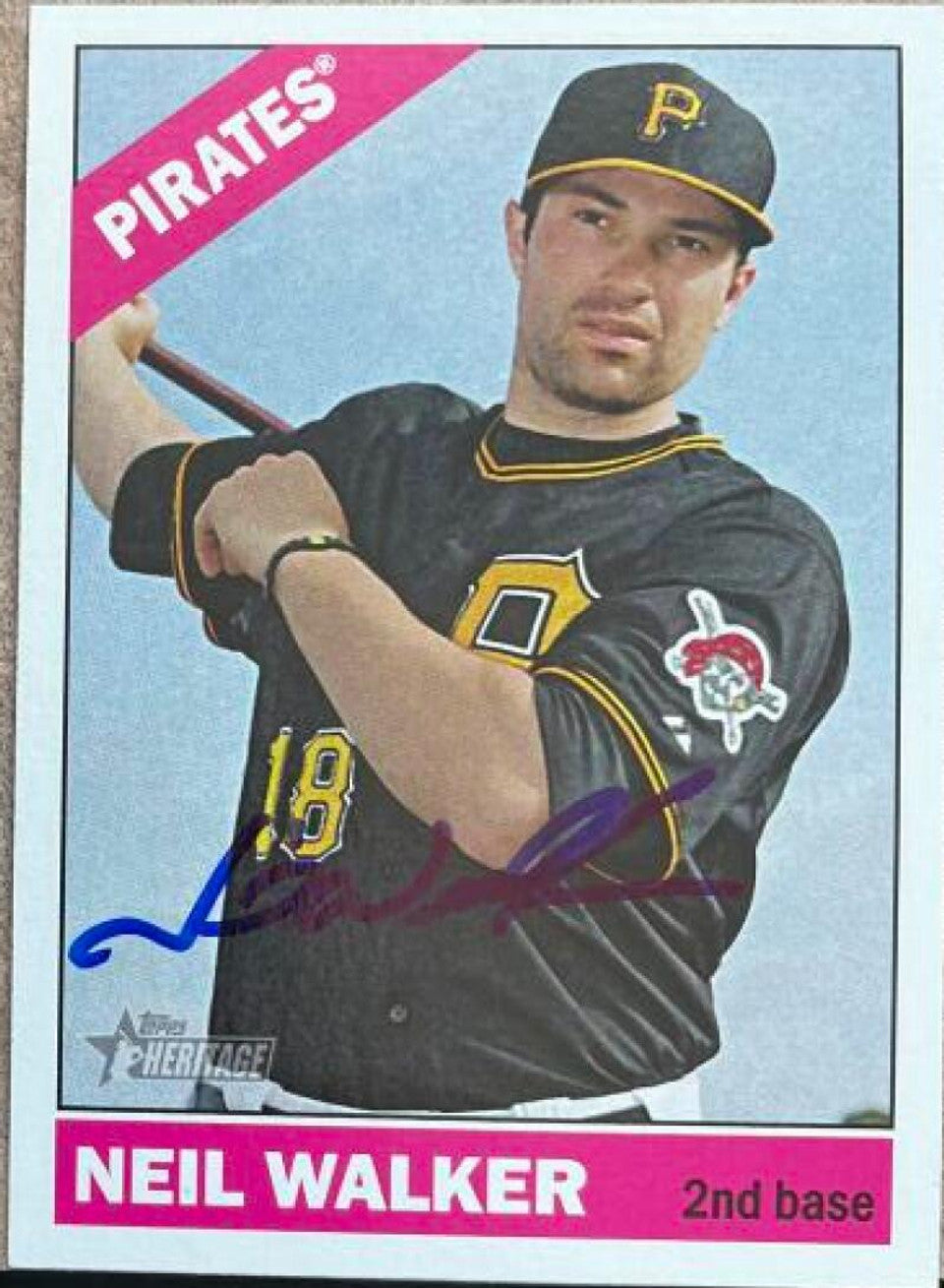 Neil Walker Signed 2015 Topps Heritage Baseball Card - Pittsburgh Pirates