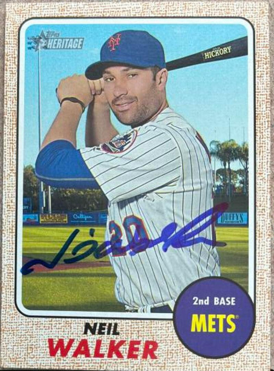 Neil Walker Signed 2017 Topps Heritage Baseball Card - New York Mets