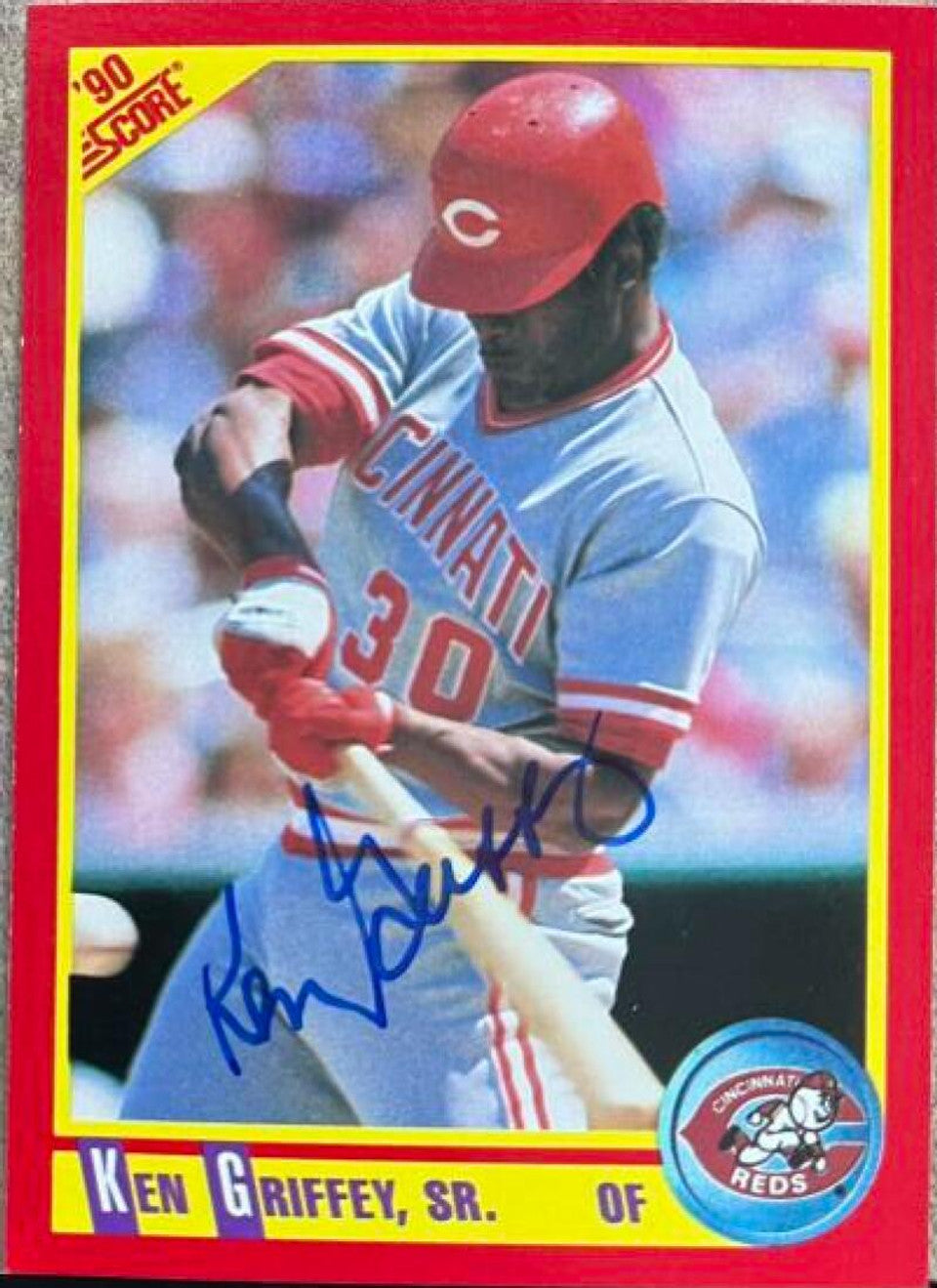 Ken Griffey Signed 1990 Score Baseball Card - Cincinnati Reds