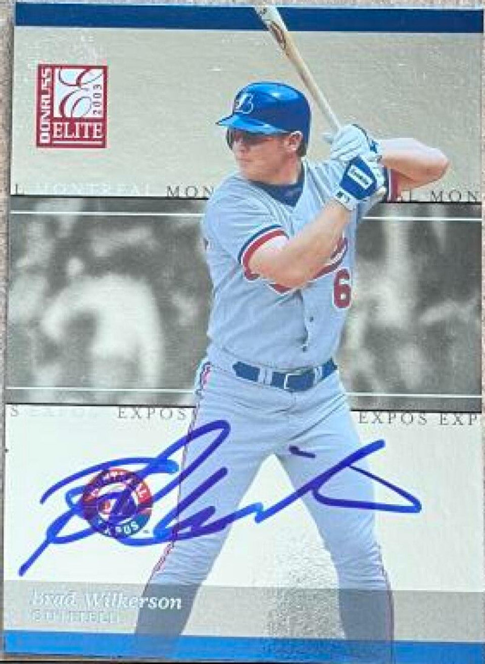 Brad Wilkerson Signed 2003 Donruss Elite Baseball Card - Montreal Expos