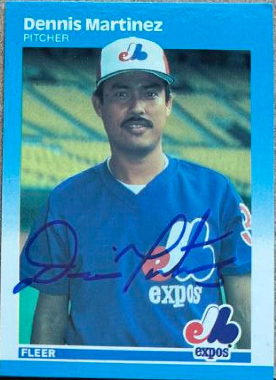 Dennis Martinez Signed 1987 Fleer Glossy Baseball Card - Montreal Expos