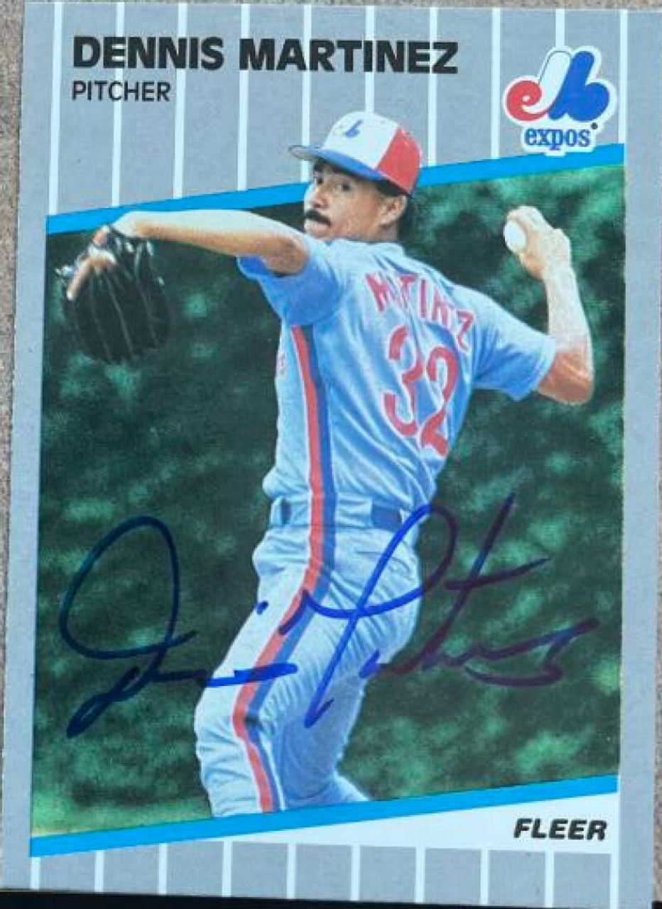 Dennis Martinez Signed 1989 Fleer Baseball Card - Montreal Expos