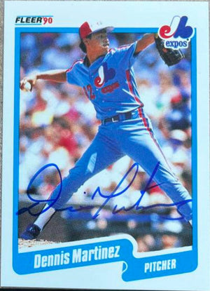 Dennis Martinez Signed 1990 Fleer Baseball Card - Montreal Expos