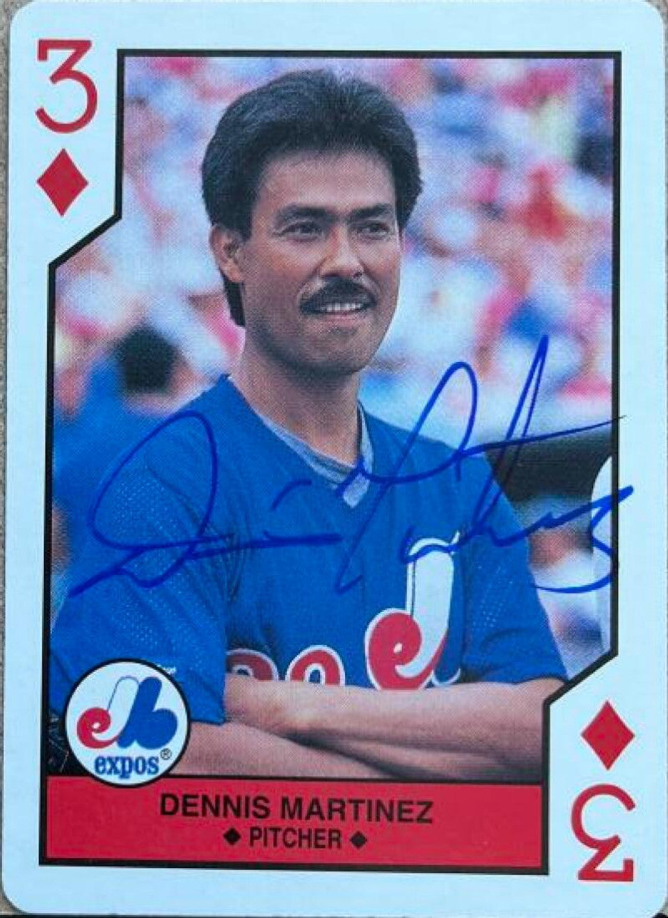 Dennis Martinez Signed 1990 US Playing Card Co Baseball Card - Montreal Expos