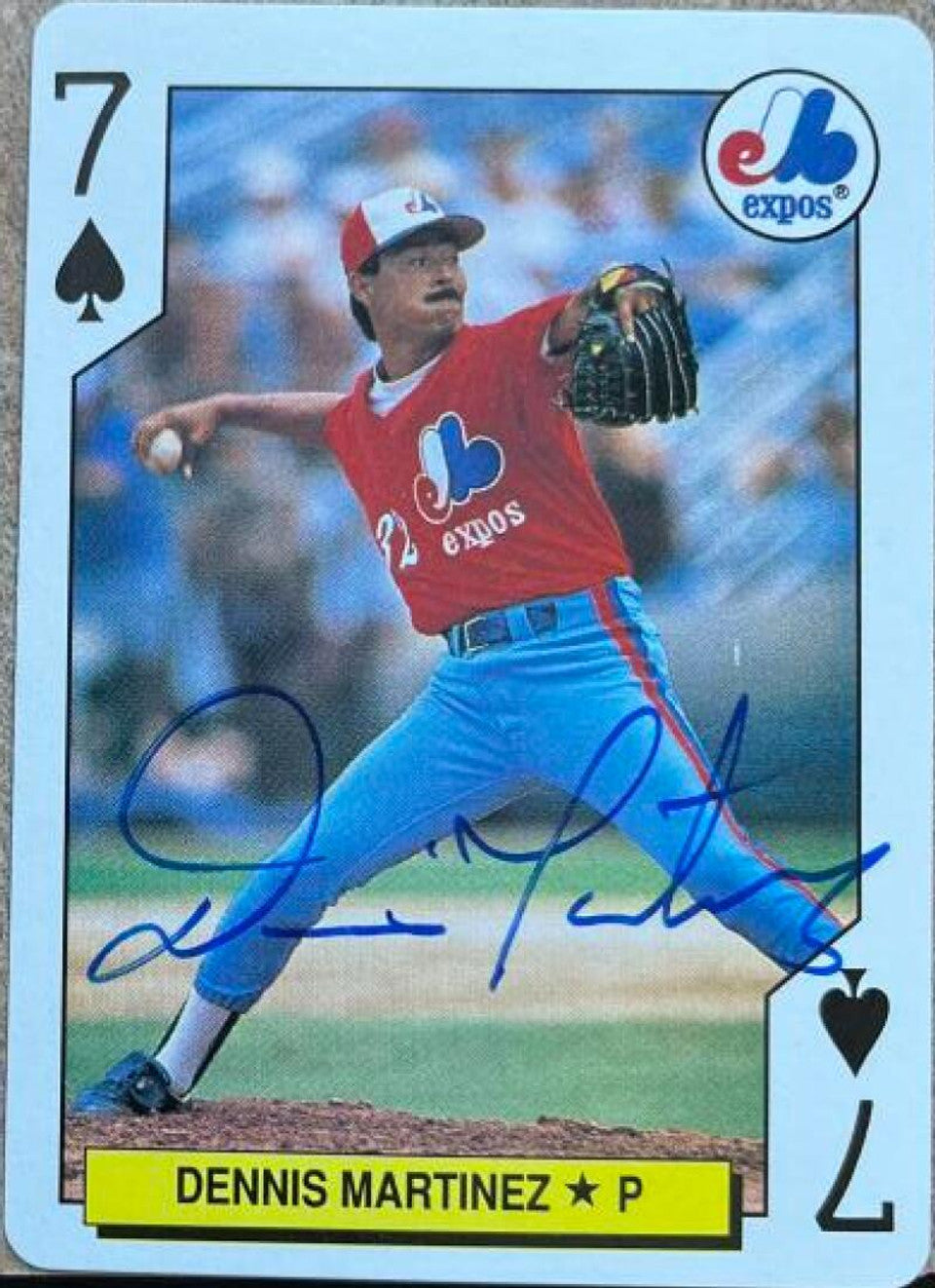 Dennis Martinez Signed 1991 International Playing Card Co Baseball Card - Montreal Expos