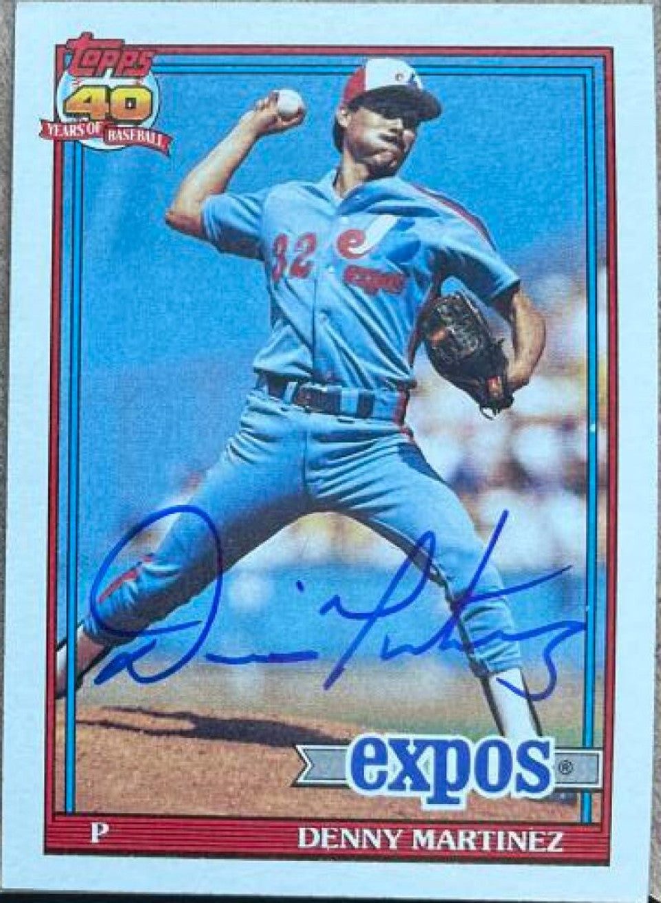 デニス・マルティネス サイン入り 1991 Topps ベースボールカード - モントリオール エクスポズ