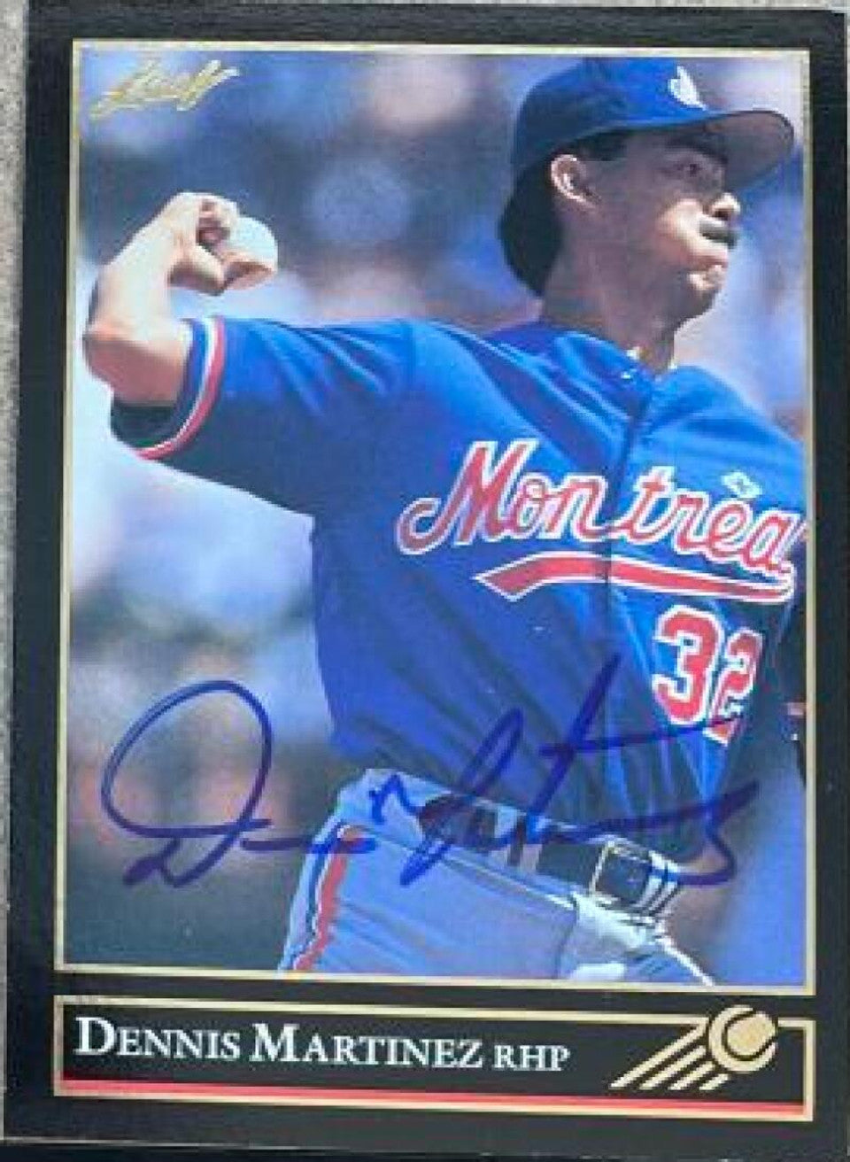 Dennis Martinez Signed 1992 Leaf Black Gold Baseball Card - Montreal Expos