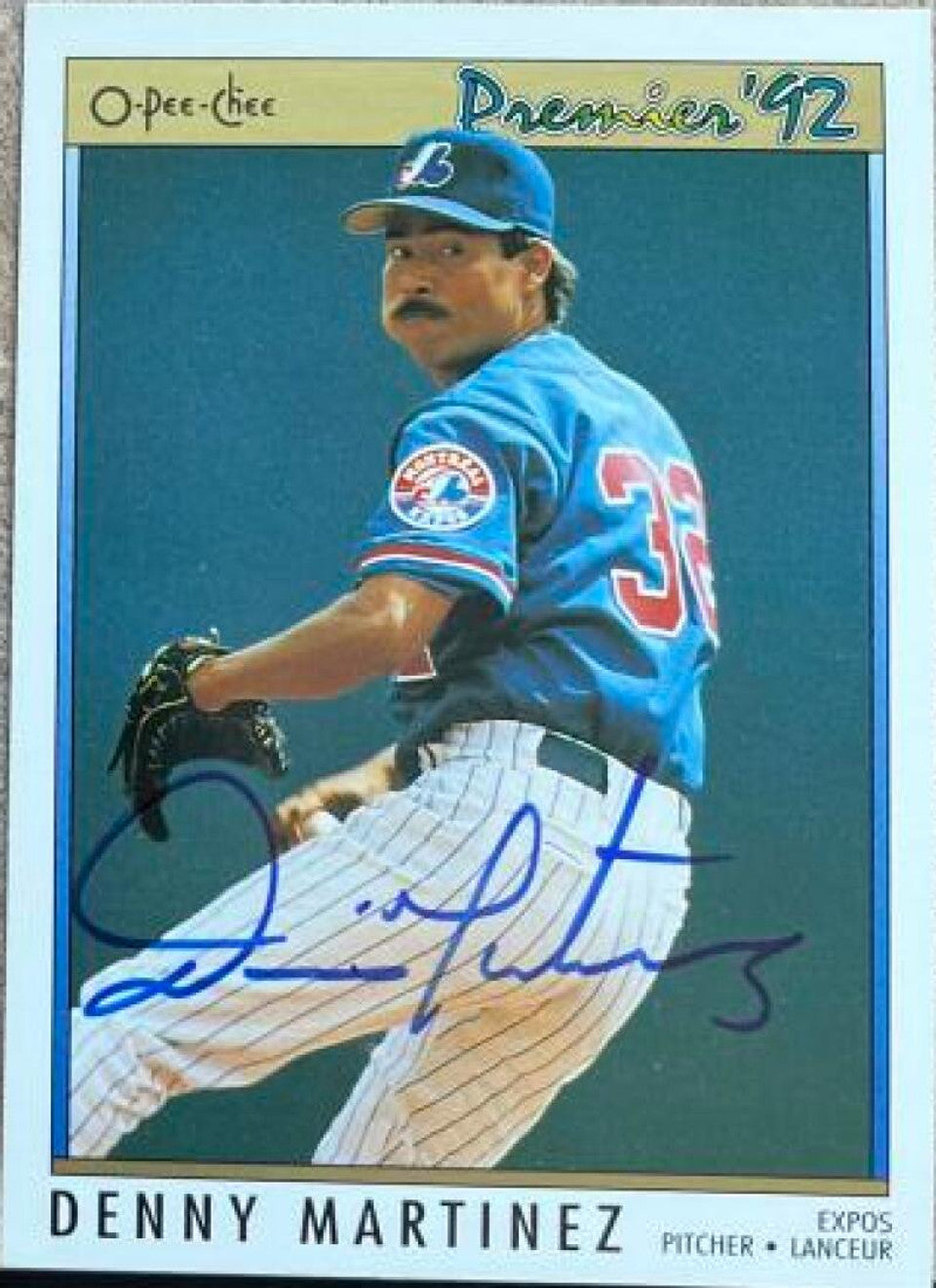 Dennis Martinez Signed 1992 O-Pee-Chee Premier Baseball Card - Montreal Expos